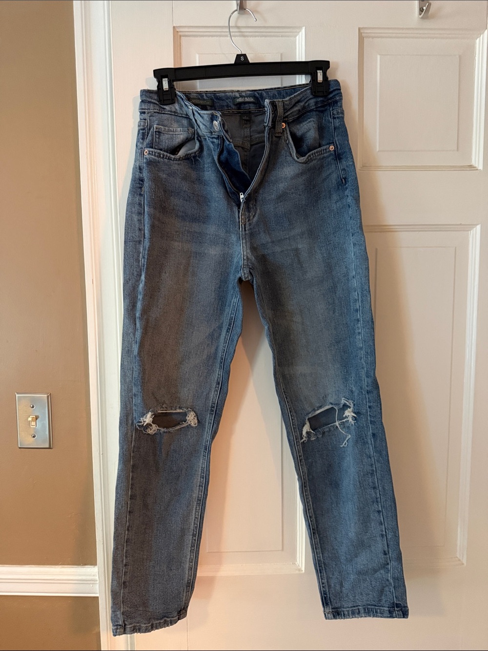 wild fable Distressed Washed Blue Straight Jeans